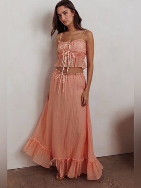 Thirty/Thirty Peach and Maxi Skirt and Top Set Size Small